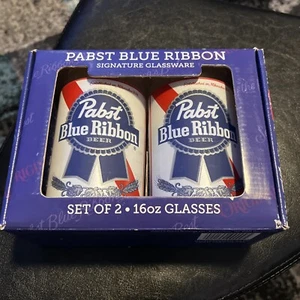 Pabst blaues Band Bierdosenform 16 oz Gläser 2er Set Signature Glaswaren - Bild 1 von 3