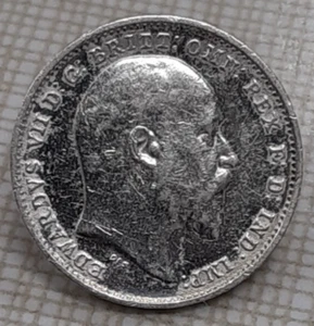 1902 Great Britain Silver 3 Pence of King Edward VII   EF Details/Cleaned - Picture 1 of 2