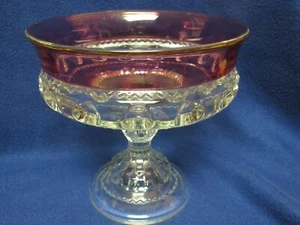 Vintage 1950's Tiffin King's Crown Ruby Stain on Clear Large Compote Centerpiece - Picture 1 of 3