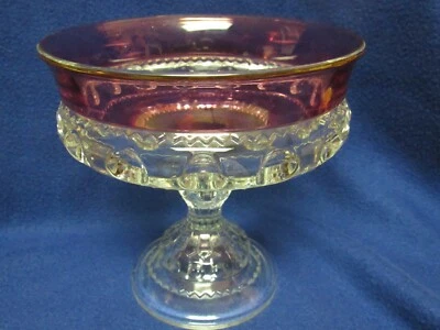 Vintage 1950's Tiffin King's Crown Ruby Stain on Clear Large Compote Centerpiece - Image 1 of 3