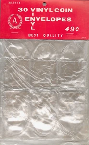 VINTAGE Vinyl Coin Envelopes - FOUR 2"x 2" Packages of 30 and 30 Loose - Picture 1 of 1