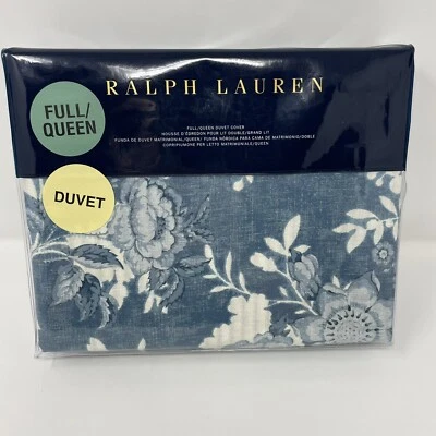 Ralph Lauren Home Indigo Cottage Floral FULL/QUEEN Duvet Cover Blue Flowers - Image 1 of 4