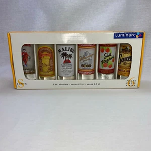 Shot Glasses LUMINARC - 6 - 2oz shooters - Kahlua,Malibu,Beefeater,Sauza - New - Bild 1 von 8