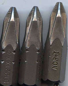 10 - Screwdriver Bit, Zephyr #1 Phillips ACR 1/4" x 1" D1221XXRI bite into screw - Picture 1 of 2