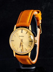 Buren Gold-Plated Men's Manual-Wind Watch (Vintage) -- Working, Ø35mm Case - Picture 1 of 11