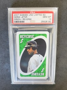 DEREK JETER YANKEES - 2007 SABABA UNO GREEN REVERSE - LIMITED ED. PSA 10 POP 2