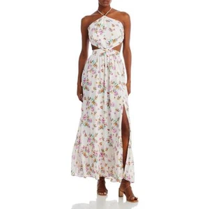 WAYF Womens Ivory Floral Print Metallic Maxi Dress XS BHFO 5605 - Picture 1 of 2