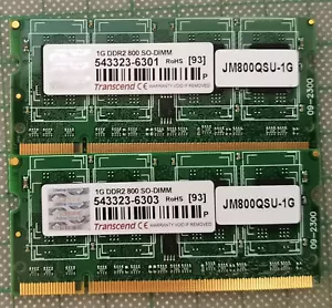 Transcend JM800QSU-1G 2GB (2x1GB) 800MHZ PC2-6400 DDR2 SO-DIMM 200PIN - Picture 1 of 1