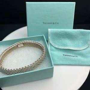 Large Retired Signed Tiffany & Co. Designer Sterling Silver Bangle Bracelet - Picture 1 of 5