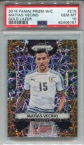 Panini 2018 World Cup Soccer Gold Lazer [15] Prizm #215 Matias Vecino PSA 10