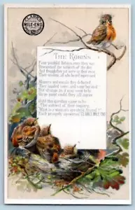 CLARKS MILE END SPOOL COTTON THREAD THE ROBINS BIRD SERIES VICTORIAN TRADE CARD - Picture 1 of 2