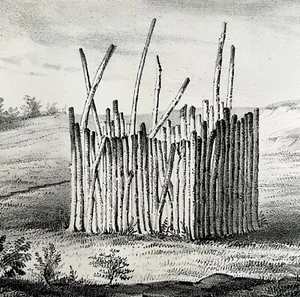 Indian Burial Ground Grave Oregon Trail 1850 Hand Lithograph Victorian DWAA1B - Picture 1 of 2