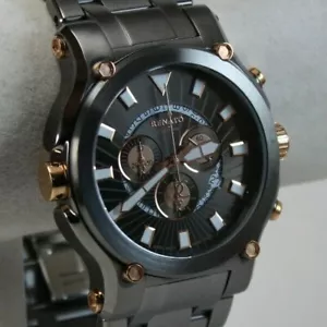 NEW Renato Men's Calibre Robusto 50, Swiss Ronda 5040.D, Black/Rose on GunMetal - Picture 1 of 11