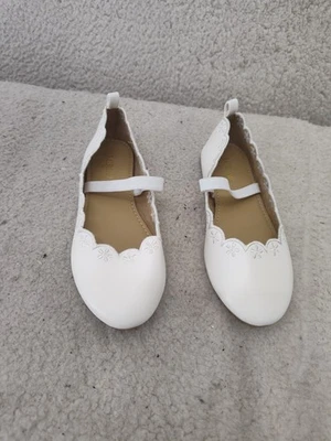 J Crew Niñas Mary Jane K13 Blanco Sin Cordones Bordado Informal Cómodo Zapatos Planos Foto 1 de 4
