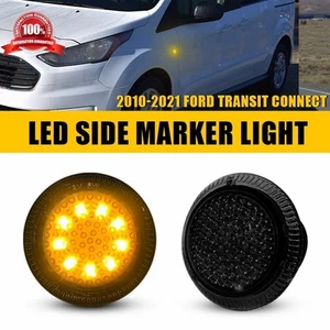 Smoked Lens Front LED Side Marker Light Amber For 2010-21 Ford Transit Connect T - Picture 1 of 12