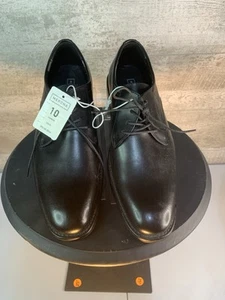 Merona Ramiro Black Dress Shoes Size 10 Low Heel Coated Leather Uppers NEW - Picture 1 of 10