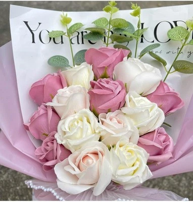 30cm Rose White Silk Bouquet Peony Artificial Flower 5 Big Head 4 Small Bud... - Image 1 of 4
