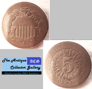 Antico⌛US Phil Mint Shield Nichel 5 Cent🪙1866 Raggi🪙1° US Nickel 5c - Foto 1 di 6