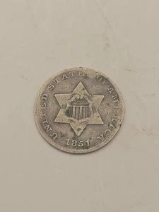 1851 3 Cent Silver Piece - Picture 1 of 6