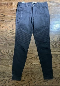 Zara Black Ribbed Knee Moto Biker Skinny Jeans Pants Sz. 4 - Picture 1 of 7