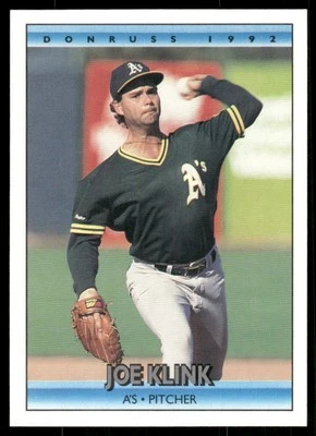 1992 Donruss #183 Joe Klink Oakland Athletics Baseball Card - Image 1 of 2