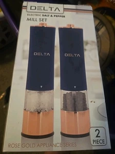 DELTA ELECTRIC SALT & PEPPER MILL GRINDER SET. ROSE GOLD APPLIANCE SERIES NIB  - Picture 1 of 1