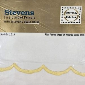 Stevens Fine Combed Percale Delta Finish Double Bed Flat Sheet Yellow Scallop  - Picture 1 of 9