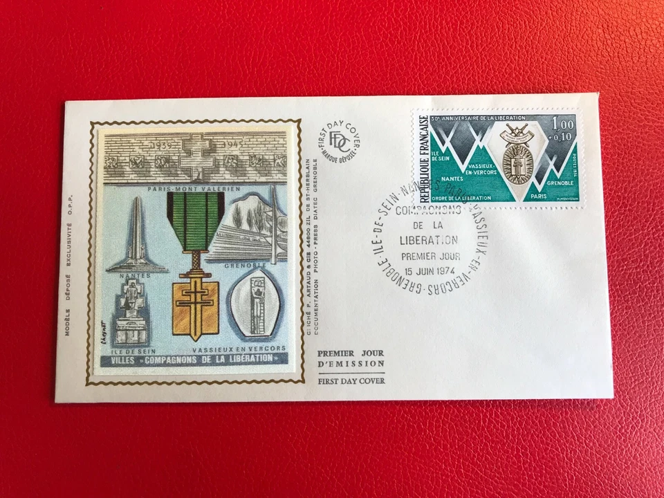 FRANCE 1974 FDC SILK WW2 LIBERATION FROM GERMANY - Image 1 of 1