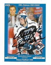Ice hockey postcard - 2001-02 - Klaus Kathan - Kassel huskies - signed