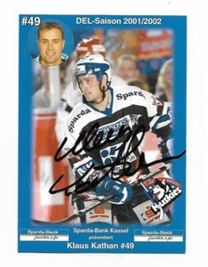 Ice hockey postcard - 2001-02 - Klaus Kathan - Kassel huskies - signed