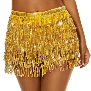 Women's Sequin Fringe Skirt Sparkle Tassel Skirts Belly Dance Hip Scarf for W... - Picture 1 of 7