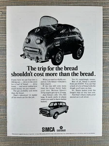 Simca Chrysler Import Car Loaf of Bread 1968 Vintage Print Ad - Picture 1 of 1