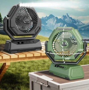 Camping Fan with LED Lantern USB Rechargeable Battery Powered Tent Fan Portable - Picture 1 of 17