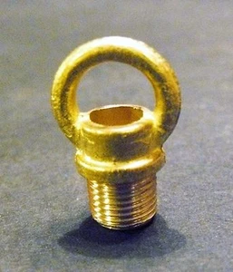 Mini Loop Ring Finial Male Lamp 1/8" IPS (3/8" Dia) Solid Brass w/ wire hole ML4 - Picture 1 of 2
