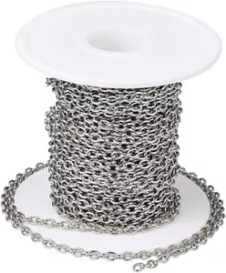 33ft Silver Stainless Steel Cable Chain Link Roll Bulk Jewelry Supplies 4x3mm - Picture 1 of 2