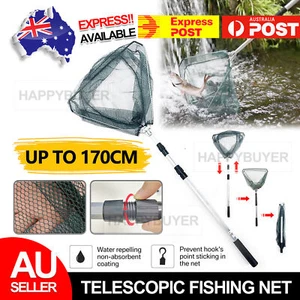 Portable Lightweight Fishing Landing Net Mesh Foldable Handle Telescopic Pole AU - Picture 1 of 6