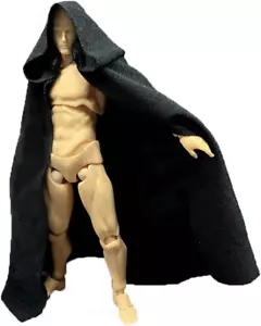 1:12 Scale Fabric Cape Cloak with Hat for 6 Inch 1/12 Action Figure Clothes (Bla - Picture 1 of 12
