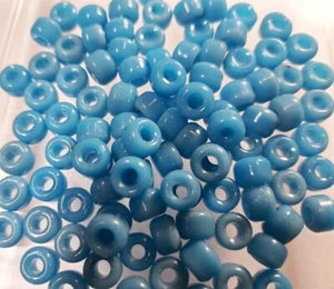 Tschechische Krähe Perlen - 9 mm Glas - Türkis Blau Undurchsichtig (100/Packung) - Bild 1 von 1