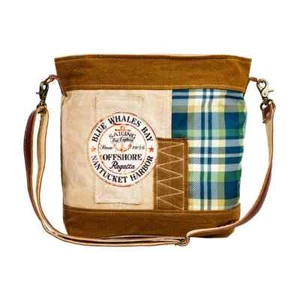 Borsa a tracolla Blue Whales Bay-plaid con stencil-tracolla in pelle-tasche-nantucket - Foto 1 di 6
