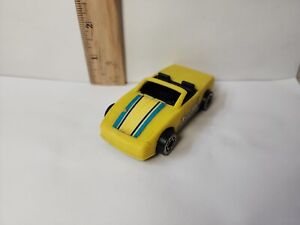 1986 Remco Plastic Toys - Yellow Corvette 3.5" Inch Striped
