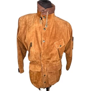 Vtg Brown Suede Sportsman Rancher Utility Hunting Field Barn Jacket Coat SMALL - Picture 1 of 17