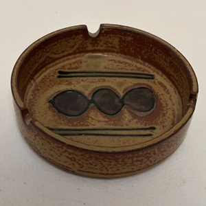 Small Vtg Ashtray 4"  Brown Ceramic Pottery MCM Midcentury Modern Japan - Picture 1 of 5