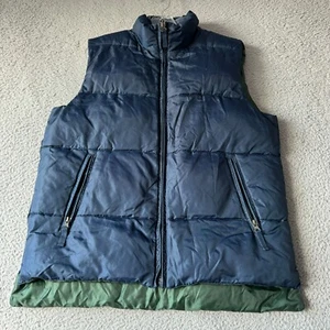 Steve & Barry's Gilet Uomo Blu Medio Puffer Doppio Piumino Giacca Zip Outdoor Sci - Foto 1 di 15