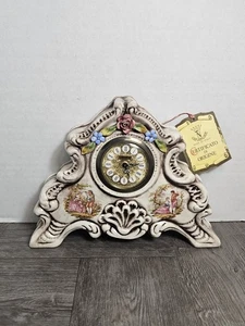 CAPODIMONTE PORZELLAN UHR ITALIEN M. DEUTSCHEM MECHANISCHEM UHRWERK FLORAL BEMALT - Bild 1 von 11