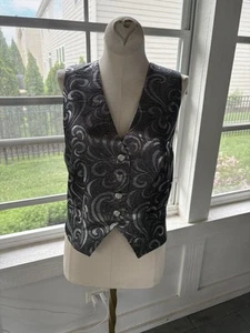 St. John Collection Vest Women's Size Small Silver Metallic 4-Button ~ EUC - Picture 1 of 8