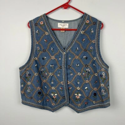 Chaleco Denim Bordado 3X Talla Grande 100% Algodón Hecho en India Informal Esquina Foto 1 de 4