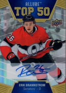 2019-20 Upper Deck Allure Top 50 Autographs Blue #T5018 Erik Brannstrom D Auto