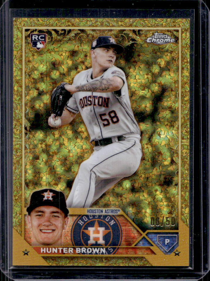 2023 Topps Chrome Gilded Hunter Brown Mini Diamond Etch Gold Rookie RC #6/50