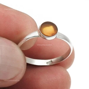 Round Natural Carnelian Women Gift Handmade Band Art Deco Ring 925 Silver - Foto 1 di 9