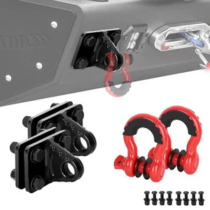3/4'' D-Ring Shackles w/Backer Plate Bolt on Clevis Bumper Mount Brackets Black - Picture 1 of 11